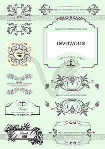 Set of ornate vector frames and ornaments with - vector clipart