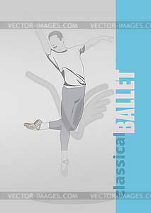 Modern ballet dancer colored illustration - color vector clipart