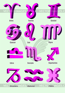 3d Zodiac signs astrological horoscope vector image - vector clip art