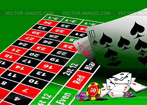 Roulette table and casino elements. Vector - vector clipart