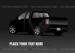 Black lorry on dark background. 3d - vector clipart