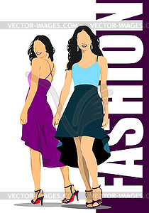 Young fashion women. Girls. 3d vector  illustration - royalty-free vector image