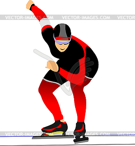 Speed skating runner on start. Vector 3d - vector clipart