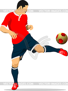 Плакат футболиста. Цветные 3d иллюстрации - векторный клипарт / векторное изображение
