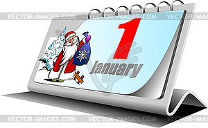 Vector 3d illustration of desk calendar 1 january - vector clipart