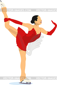 Figure skating colored silhouette. Vector 3d - vector clipart