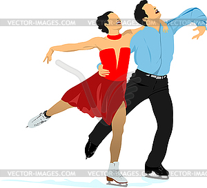 Figure skating colored silhouettes Vector 3d - vector clipart / vector image