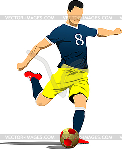 Soccer player poster. Colored 3d illustration - vector clip art