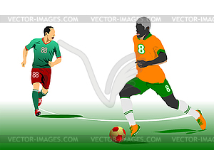 Футбольный матч. Два игрока. Вектор цветные 3d - клипарт в векторе / векторное изображение