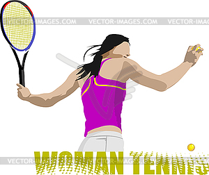 Woman Left Hand Tennis player. Colored Vector 3d - vector image