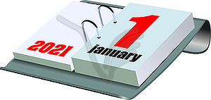 Vector 3d  illustration of desk calendar. 1 january - vector image