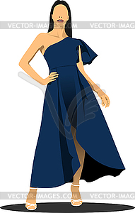 Silhouette of fashion woman in blue. Vector 3d - vector image