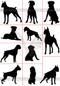 B&W silhouettes of dog. Vector illustration for - stock vector clipart