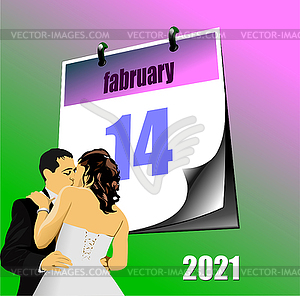 Valentine`s Day  Calendar. Vector 3d illustration. - vector image