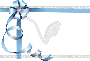 Festive blue bow on white background with place - vector clipart