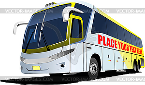 White-yellow  City bus on the road. Coach. Vector 3 - vector clip art