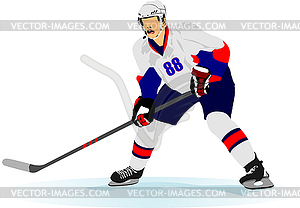 Ice hockey players poster. Colored Vector 3d - vector clipart