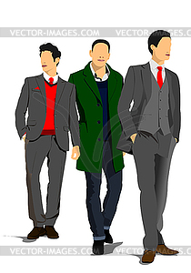Three Young handsome men. Businessman.Vector 3d - vector clipart