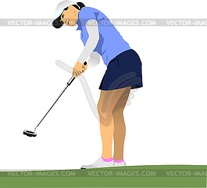 Golf club background with golfer. Vector 3d - vector clipart