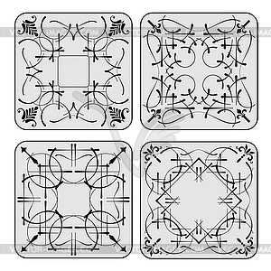 Decorative finishing ceramic tiles. B&W  - vector image