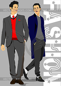 Two young handesome men. 3d vector illustration - vector image