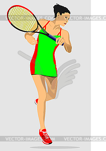 Woman Left Hand Tennis player. Colored Vector 3d - royalty-free vector clipart