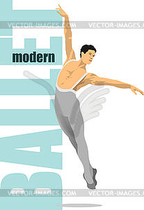 Modern ballet dancer colored 3d illustration - color vector clipart