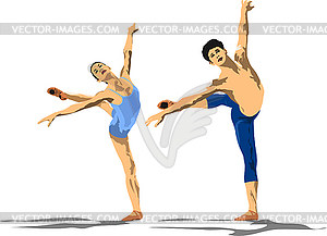 Modern ballet dancers. Vector Colored 3d - vector clip art