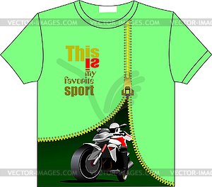 Trendy T-Shirt design with biker image. Vector - vector clipart