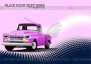 Old pink pickup with badges removed. Vector - vector image