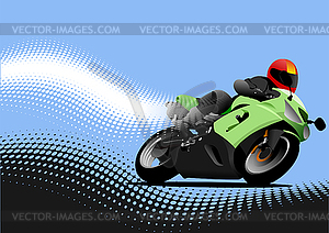 Biker on the road. Vector 3d illustration - vector image