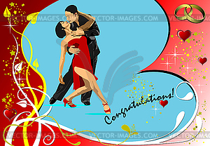 Valentines Day greeting card with tango dancing. - vector image
