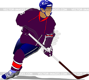 Ice hockey player. Colored Vector 3d illustration - vector clipart