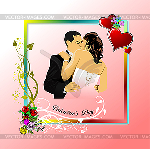 Valentine`s day. 14 February. Kissing couple. Vecto - vector clip art