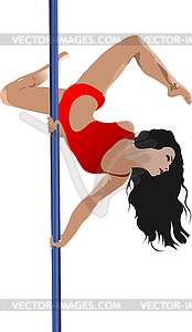 Pole dance girl,  pole fitness. 3d color vector - vector clipart