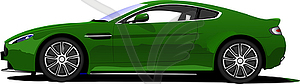 Зеленый седан сбоку. Вектор цветные 3d - клипарт в векторном формате
