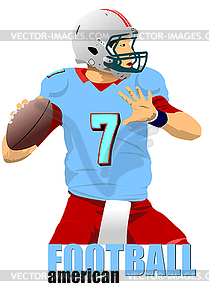 American football player silhouette in action. - vector clipart