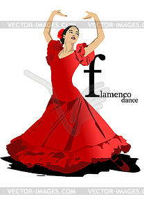 Beautiful young woman dancing flamenco isolated on - royalty-free vector clipart