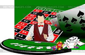 Black jack  table and casino elements with - vector image