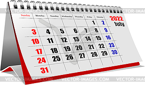 Vector 3d illustration of desk calendar - vector clip art