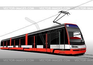 City transport. Tram. Colored Vector 3d illustratio - vector image