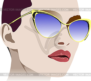 Woman`s face with sunglasses. 3d vecto - vector image