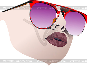 Женское лицо в солнцезащитных очках. 3d вектор цвет - иллюстрация в векторном формате