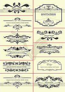 Calligraphic elements and frame vintage set - vector image