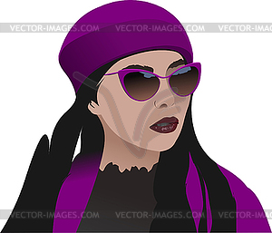 Woman face with sunglasses - vector clipart