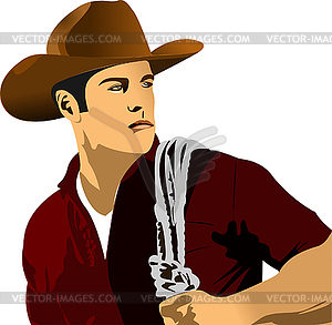 Face of Man wearing traditional cowboy clothes - vector image