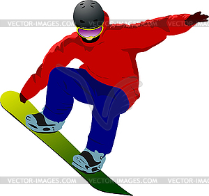 Snowboard boy silhouette - color vector clipart