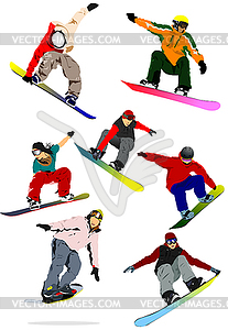 Snowboard people silhouette - vector clip art