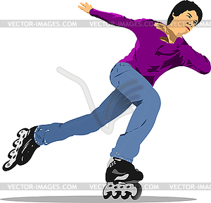 Roller skater silhouette - vector image