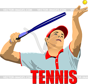 Man Tennis player. Colored - vector clipart / vector image